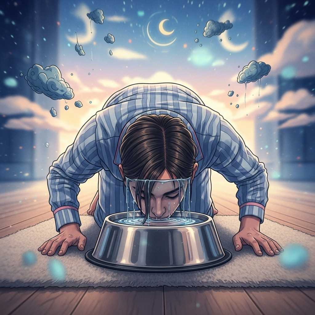 Drinking Water in bowl like Dog in Dream
